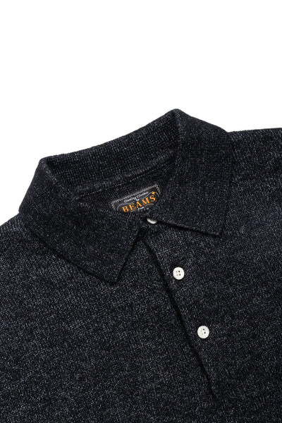Knit Polo 9G Wool Silk Shaggy Yarn - Black