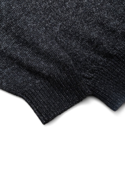 Knit Polo 9G Wool Silk Shaggy Yarn - Black