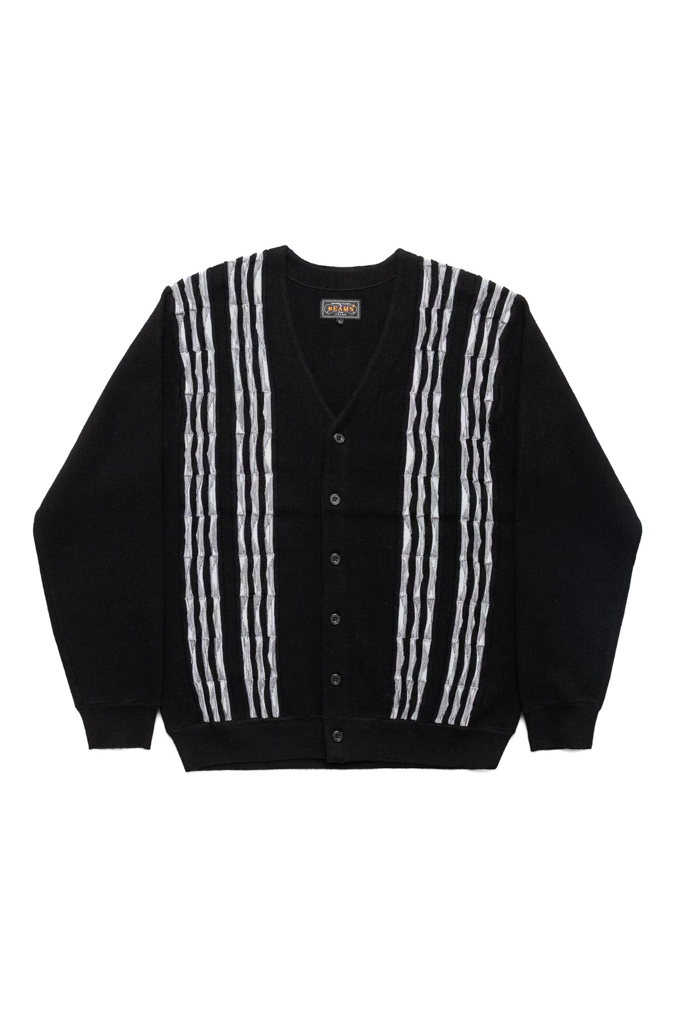 Cardigan Bone Stripe 14G - Black