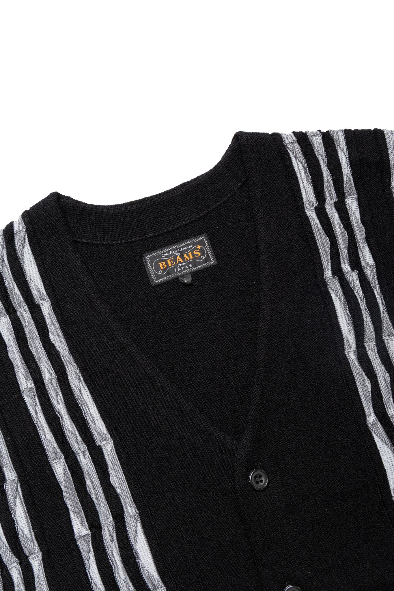 Cardigan Bone Stripe 14G - Black