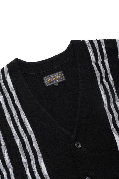 Cardigan Bone Stripe 14G - Black
