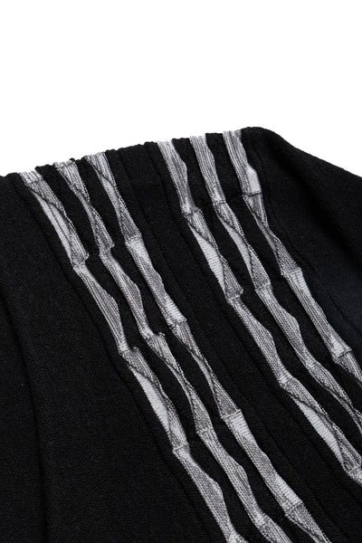 Cardigan Bone Stripe 14G - Black