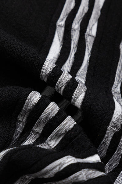 Cardigan Bone Stripe 14G - Black