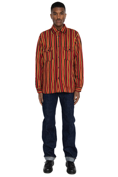 "Drunk" Stripe Flannel Shirt - Red
