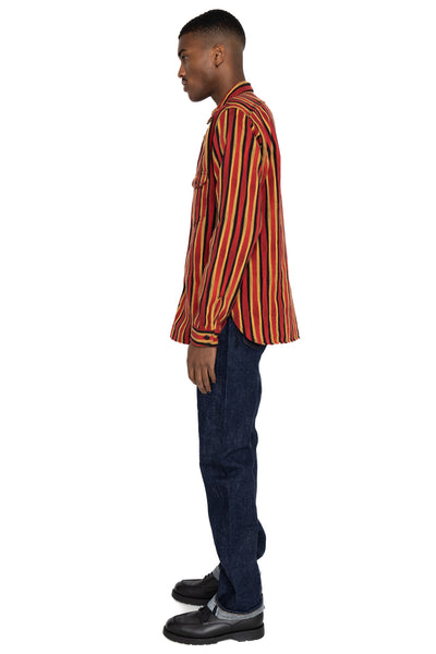 "Drunk" Stripe Flannel Shirt - Red
