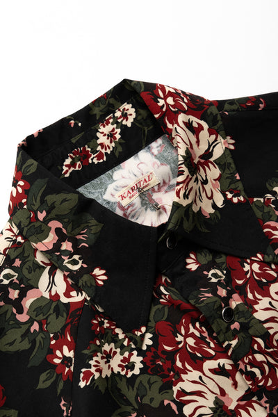 Rayon Twill NADESHIKO-Champetre Husky Western Shirt - Black