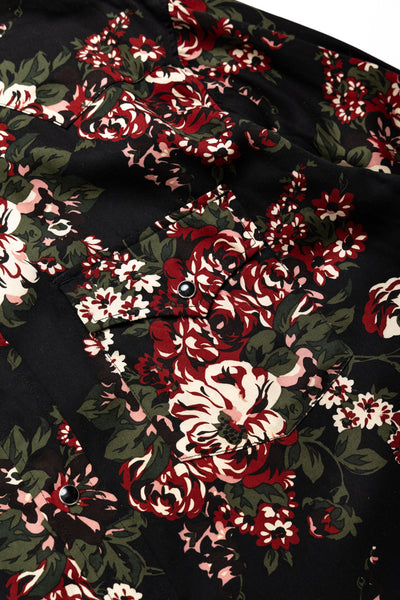 Rayon Twill NADESHIKO-Champetre Husky Western Shirt - Black