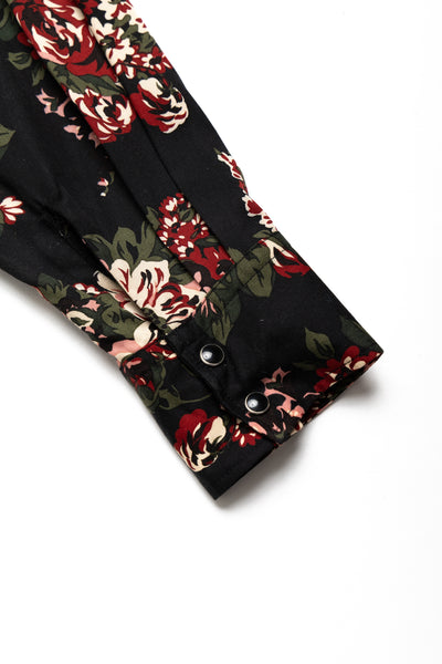 Rayon Twill NADESHIKO-Champetre Husky Western Shirt - Black