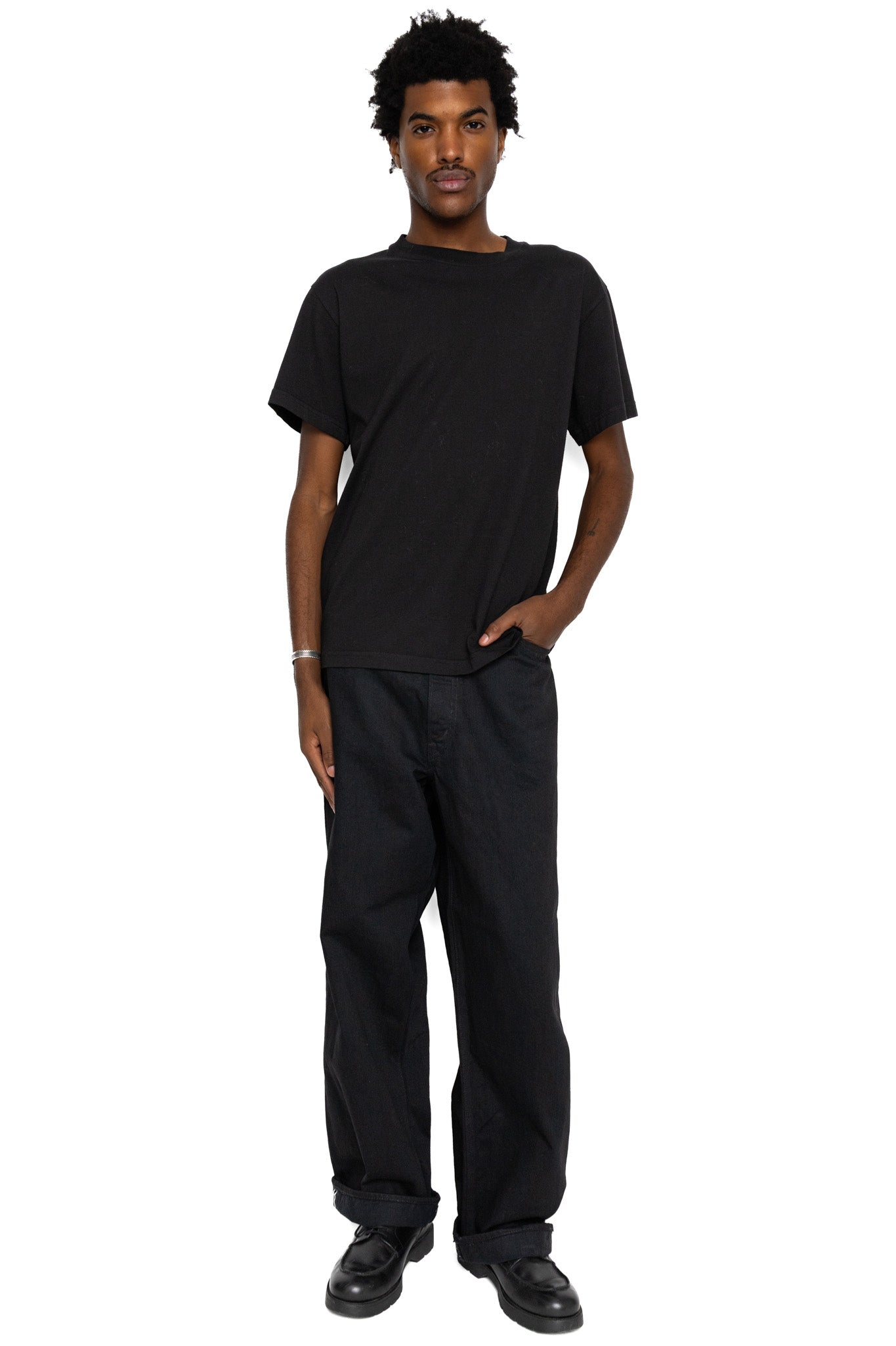Super Dad Jeans Black Selvedge Denim - One Wash (Blue in Green Exclusive)