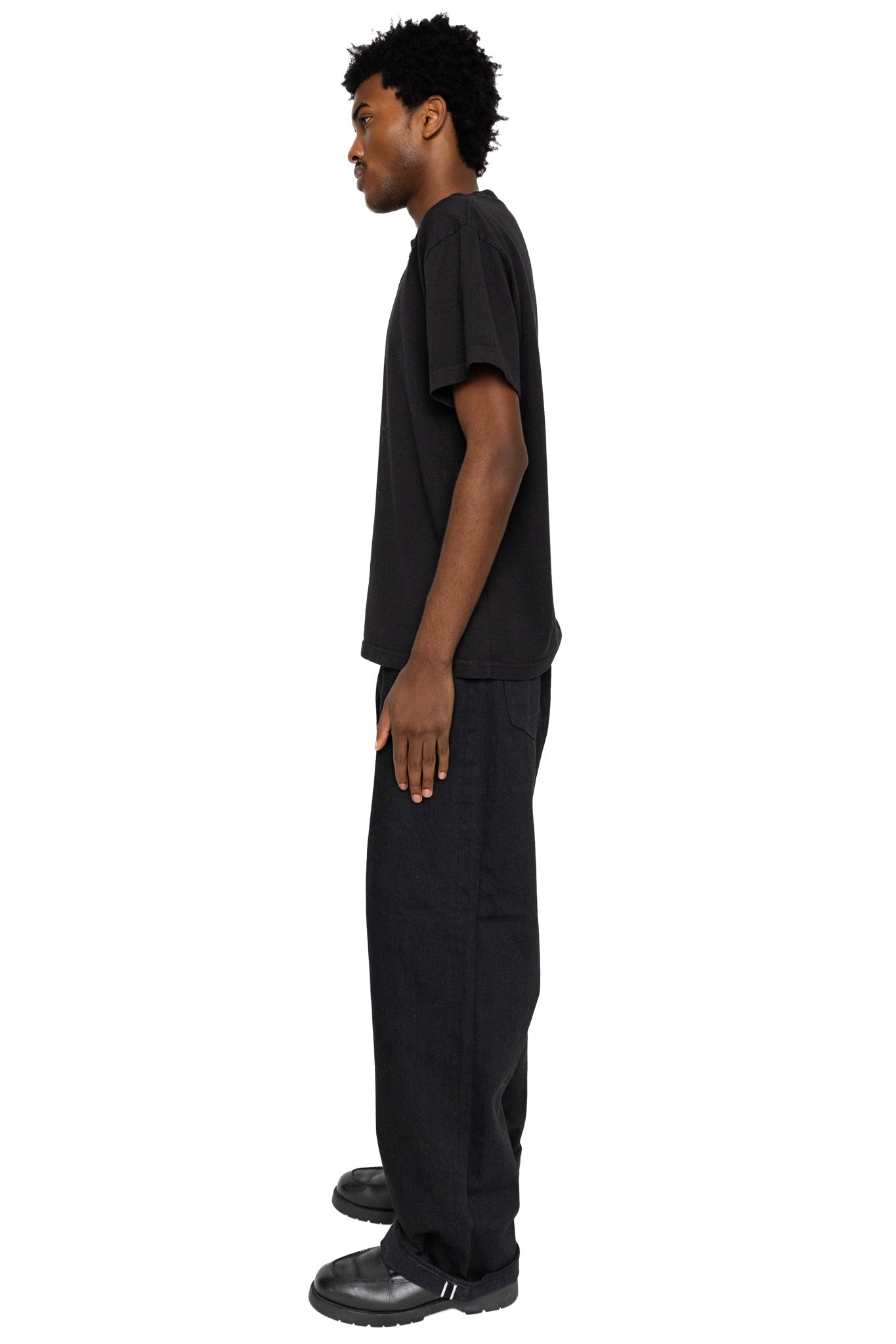Super Dad Jeans Black Selvedge Denim - One Wash (Blue in Green Exclusive)