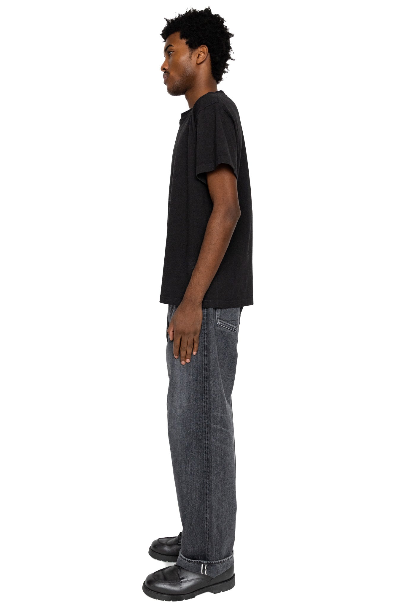 Super Dad Jeans Black Selvedge Denim - Stone Wash (Blue in Green Exclusive)