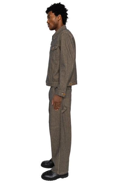 Garment Dye Woolly Finish Herringbone Cloth Painter Pants - Khaki