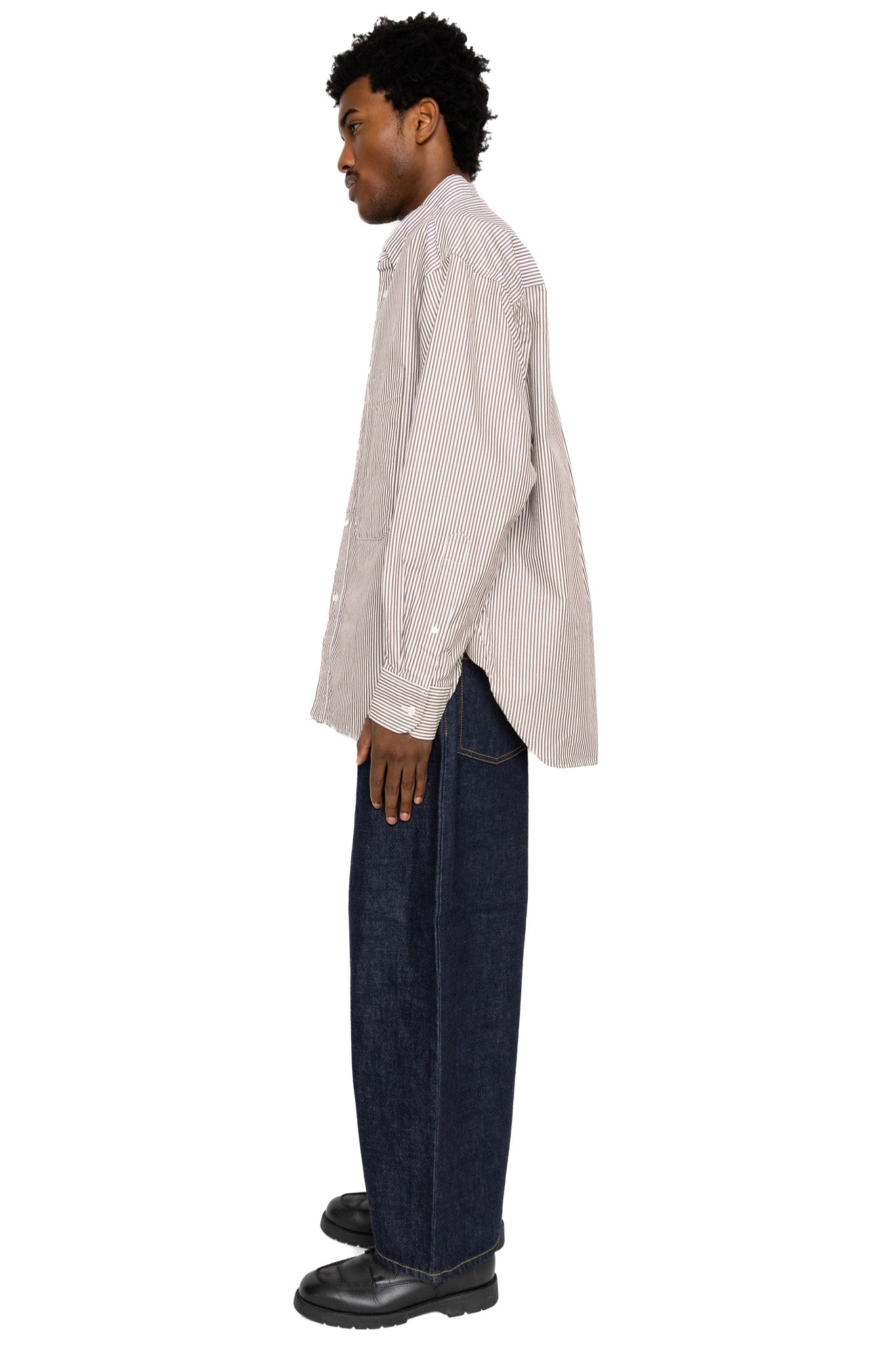 Lisa Oxford Shirt - Brown White Stripe