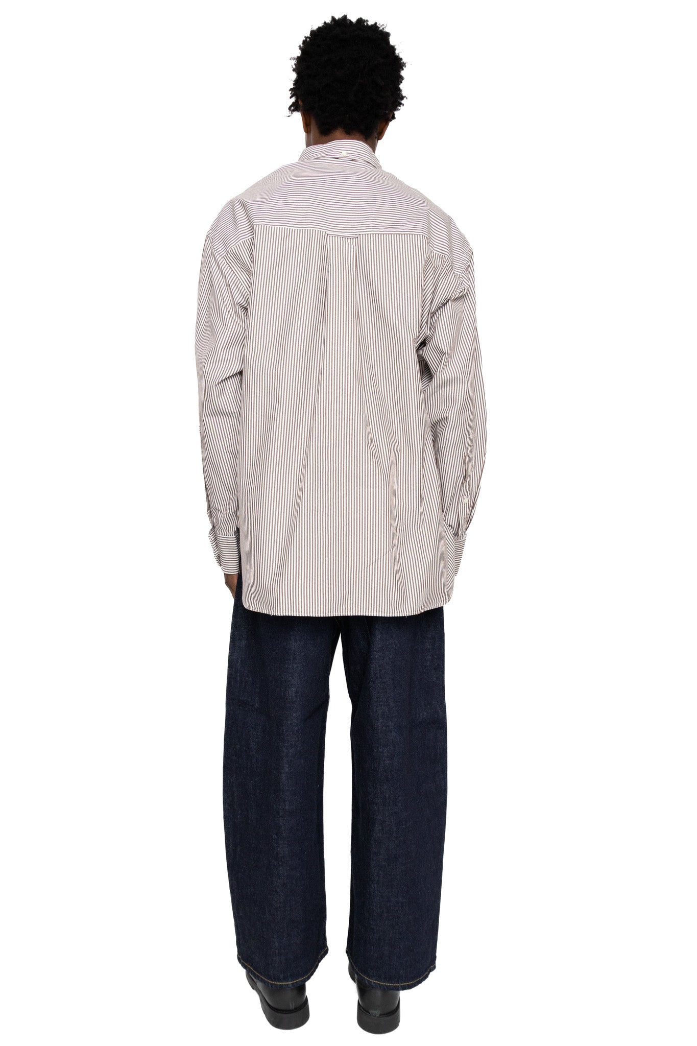 Lisa Oxford Shirt - Brown White Stripe