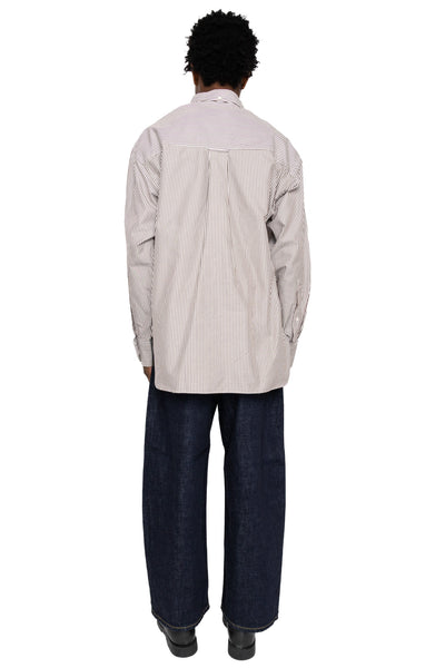 Lisa Oxford Shirt - Brown White Stripe