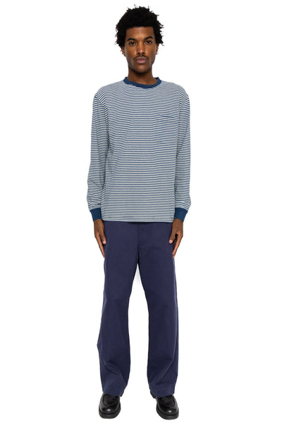 Pocket Tee Indigo Stripe - Off White