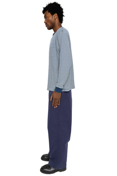 Pocket Tee Indigo Stripe - Off White