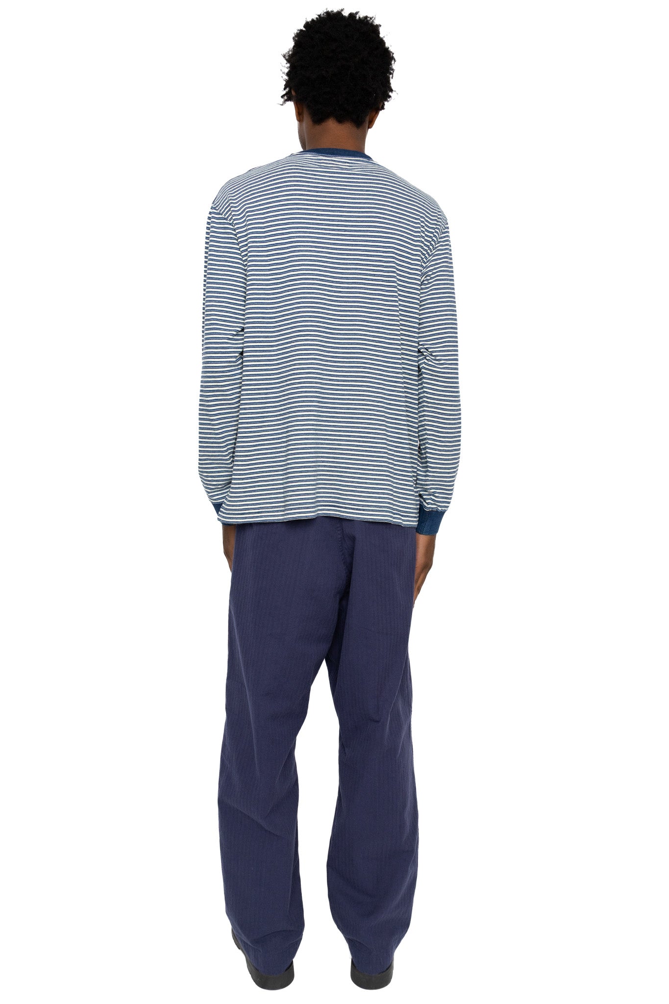 Pocket Tee Indigo Stripe - Off White