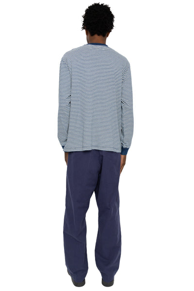 Pocket Tee Indigo Stripe - Off White