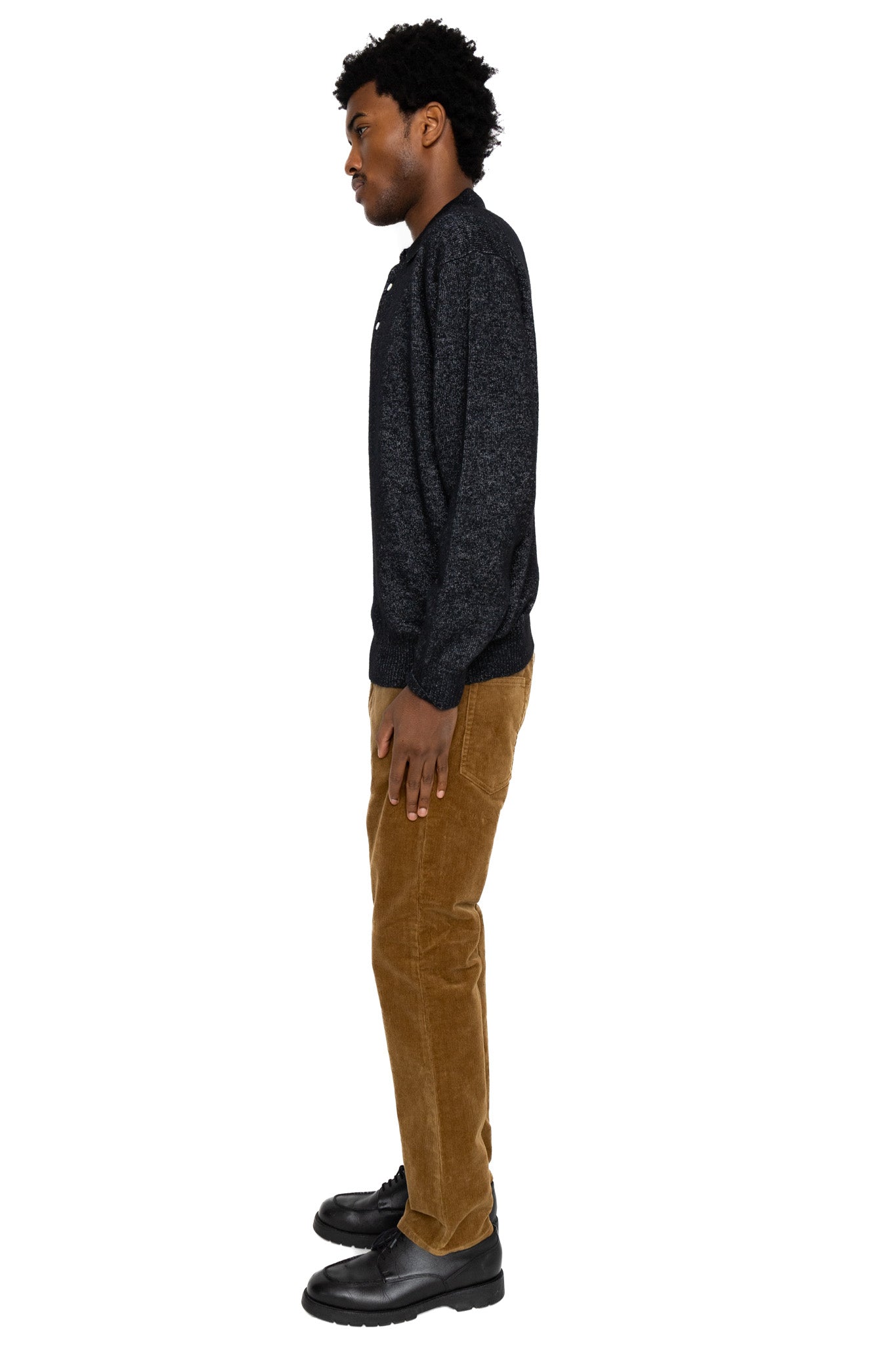 Knit Polo 9G Wool Silk Shaggy Yarn - Black