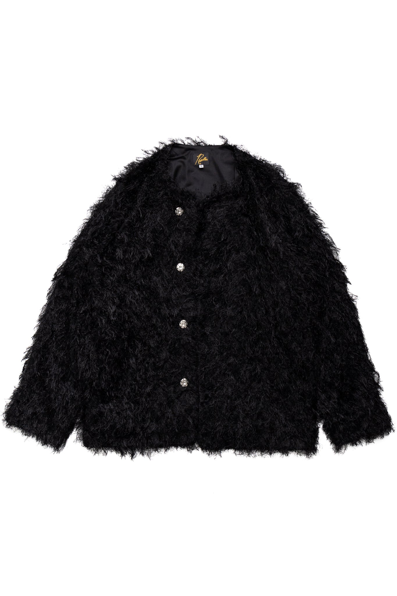 Snap Cardigan Jacket PE/R Argyle Fringe Jq. - Black