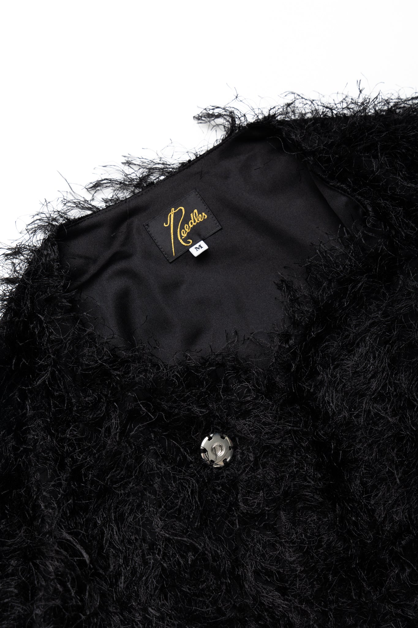 Snap Cardigan Jacket PE/R Argyle Fringe Jq. - Black