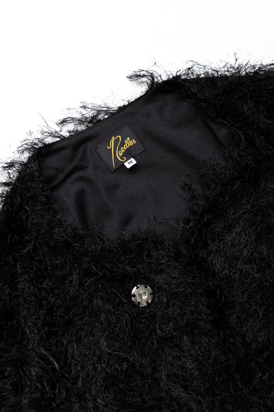 Snap Cardigan Jacket PE/R Argyle Fringe Jq. - Black