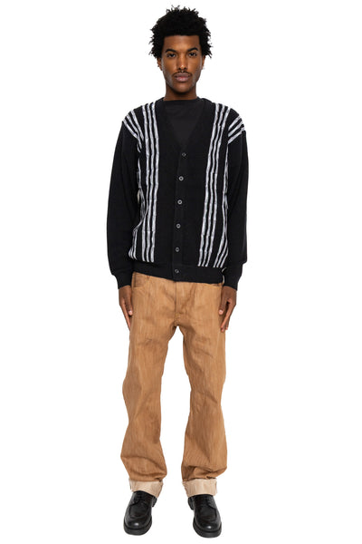 Cardigan Bone Stripe 14G - Black