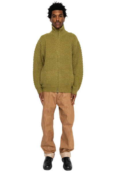 Full Zip Style Popcorn Pattern - Olive