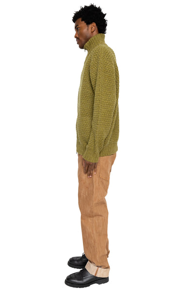 Full Zip Style Popcorn Pattern - Olive
