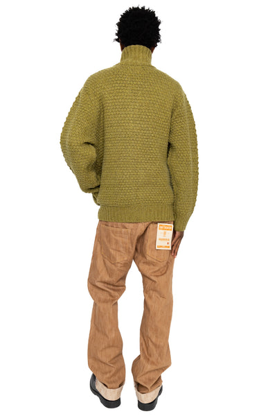Full Zip Style Popcorn Pattern - Olive