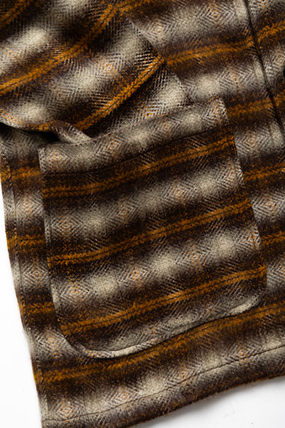 V Neck Jacket Acrylic Plaid - Yellow/Brown