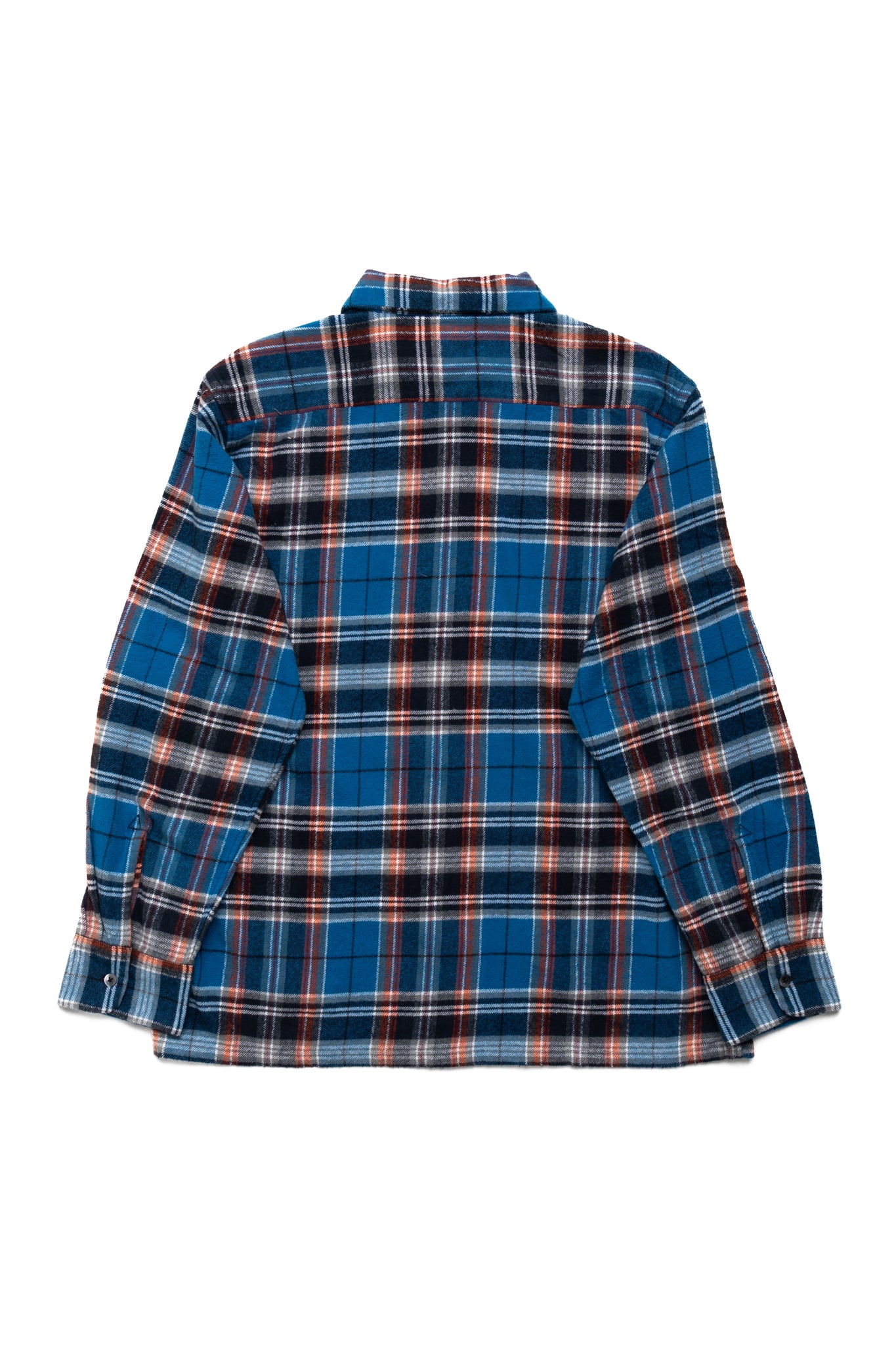 6 Pocket Shirt Flannel Twill / Plaid- Blue x Orange