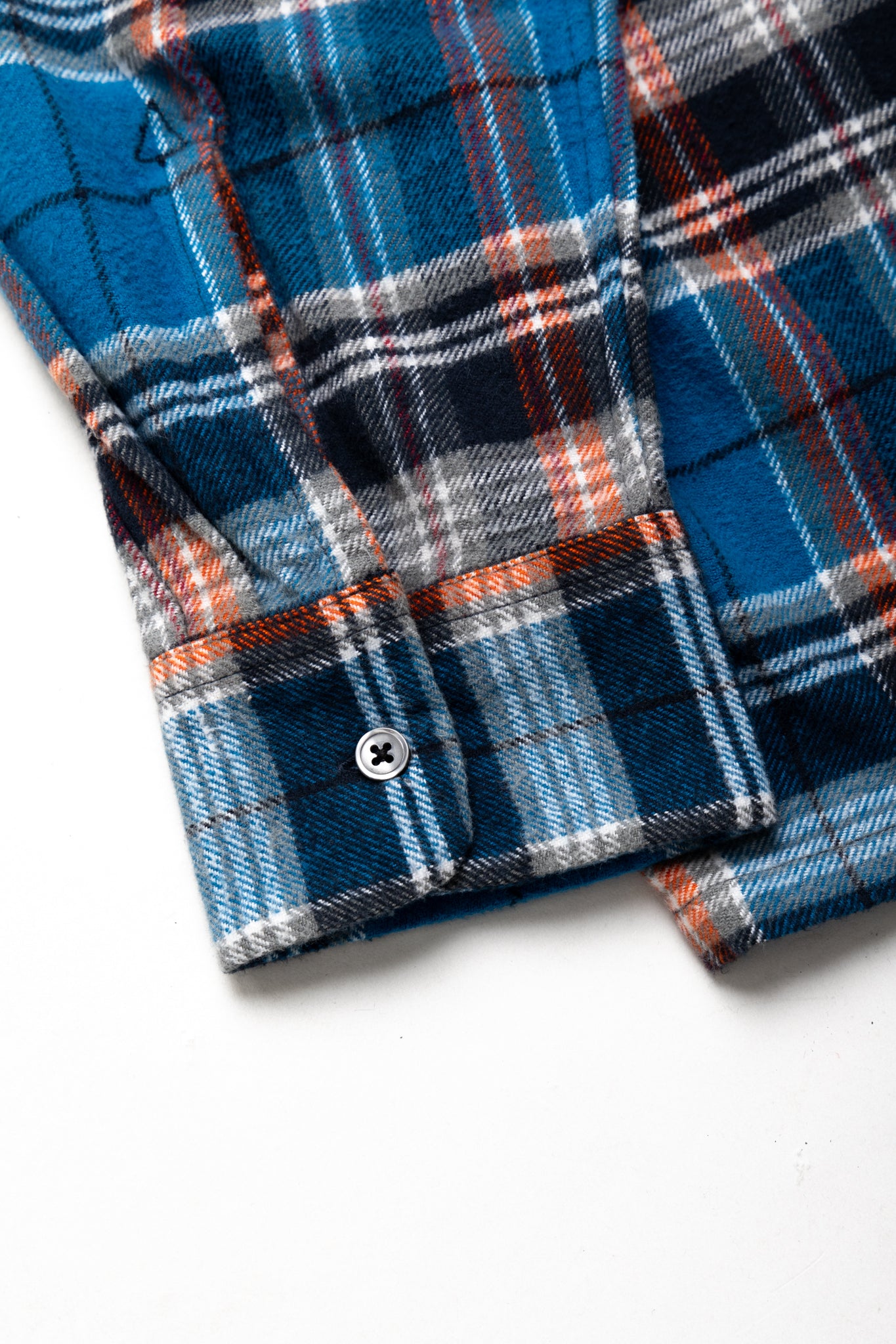 6 Pocket Shirt Flannel Twill / Plaid- Blue x Orange