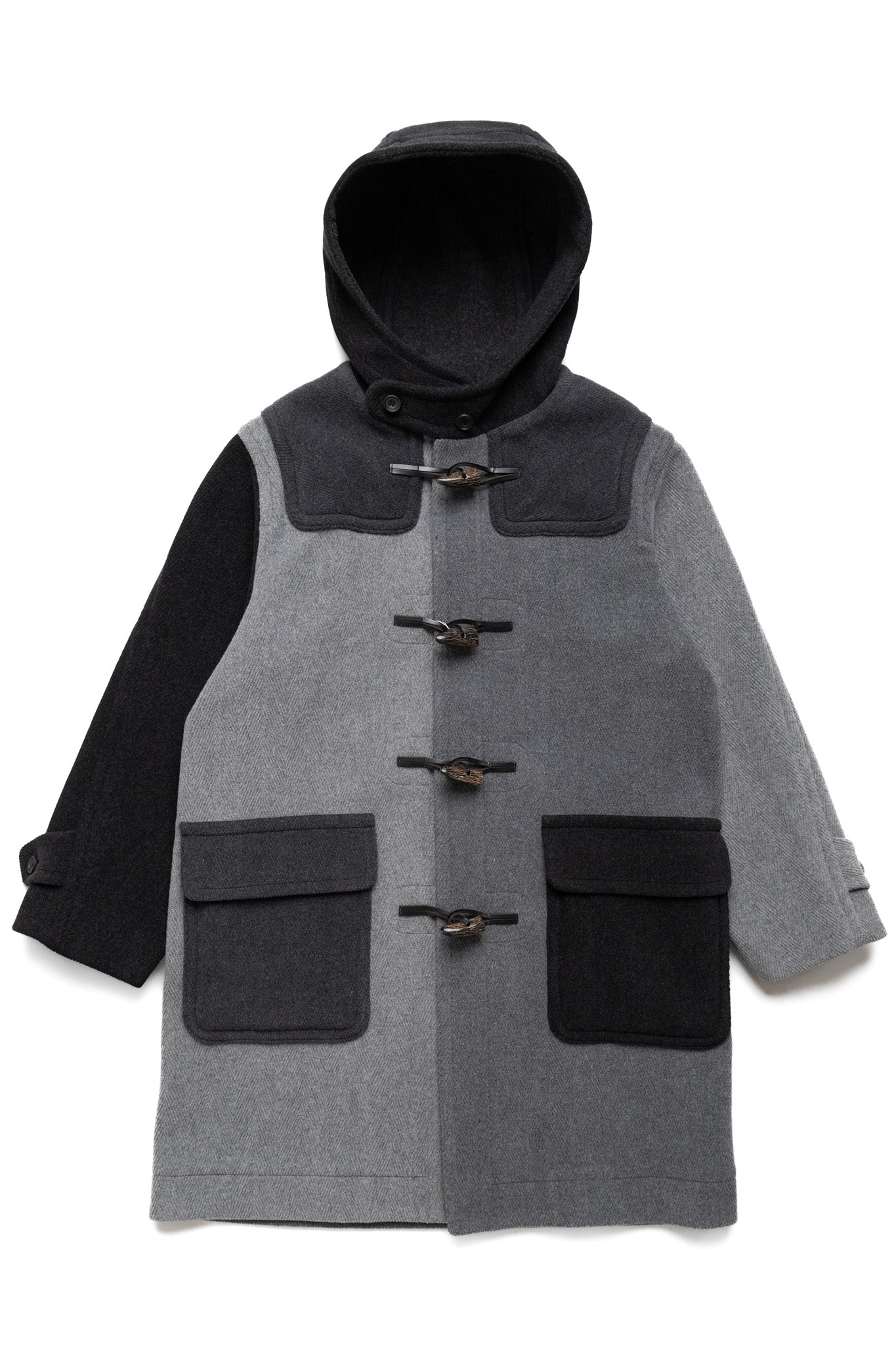 Duffle Coat Herringbone Panel - Grey Tone