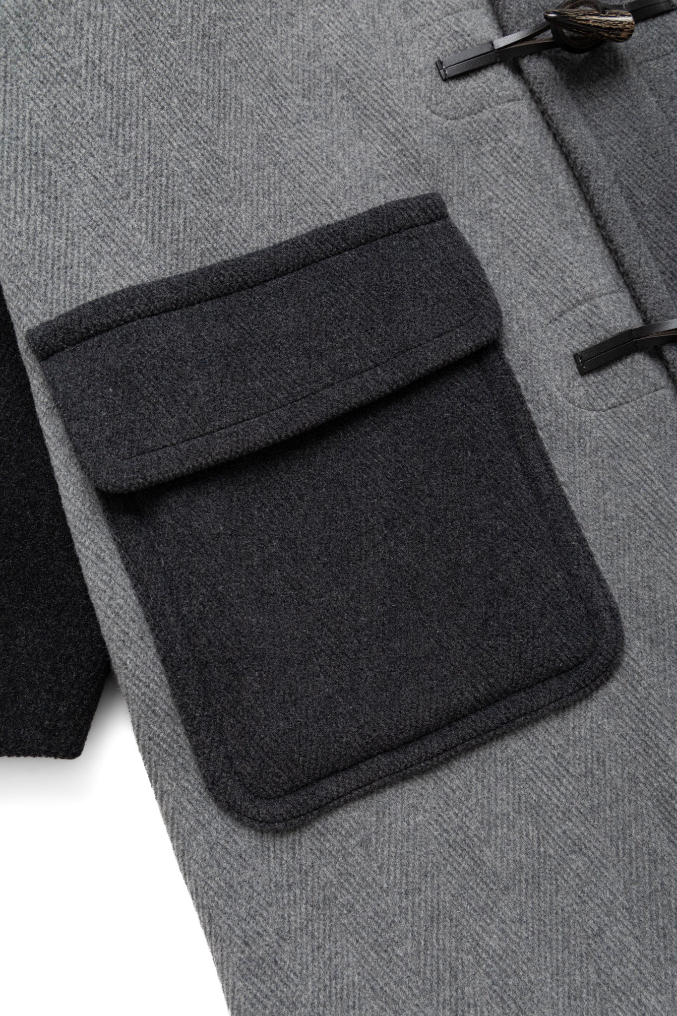 Duffle Coat Herringbone Panel - Grey Tone