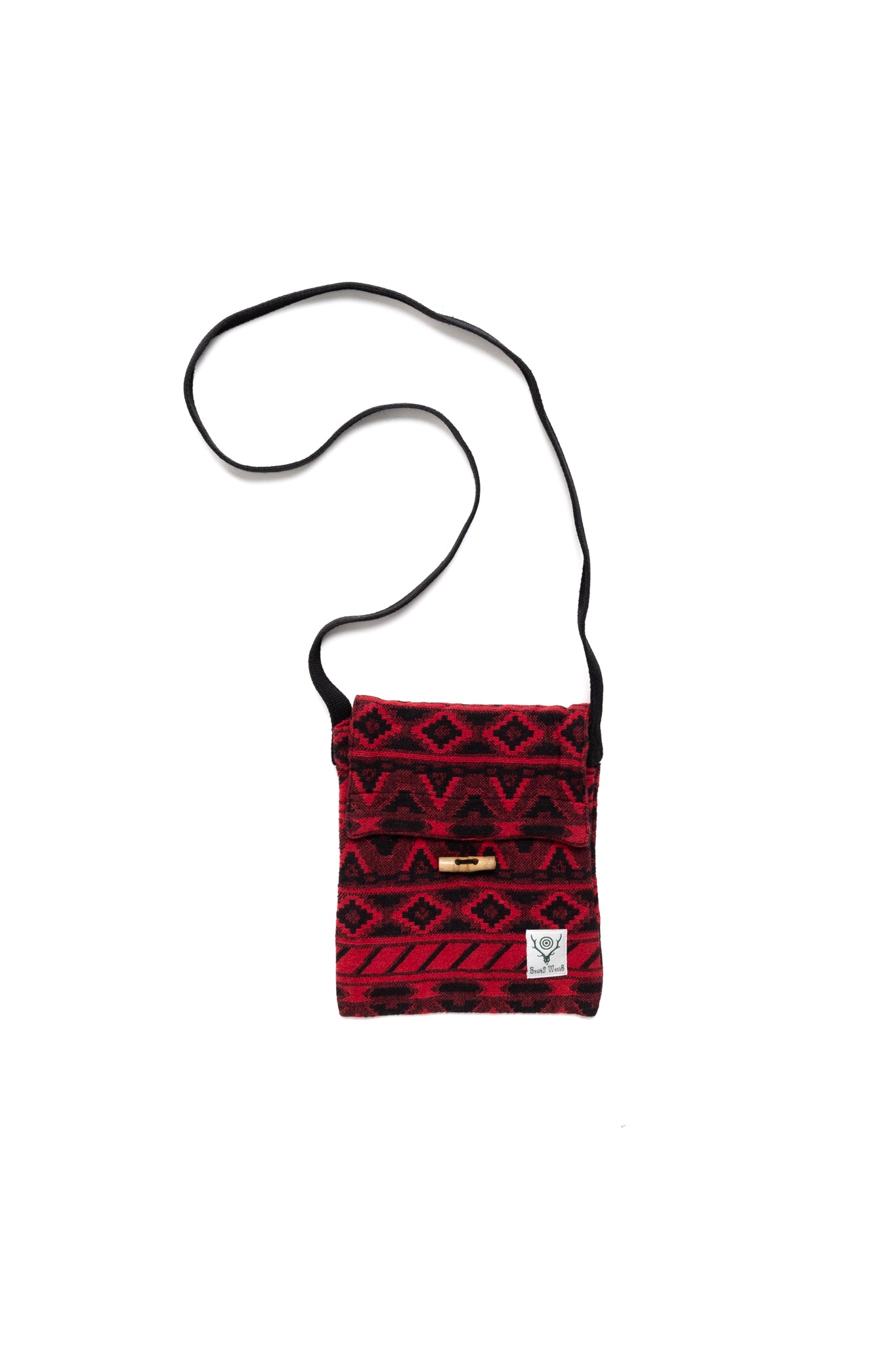 String Bag Cotton Dobby / Native Pattern - Red x Black