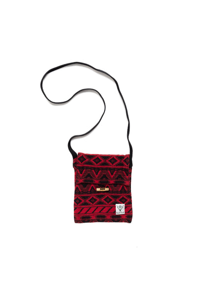 String Bag Cotton Dobby / Native Pattern - Red x Black