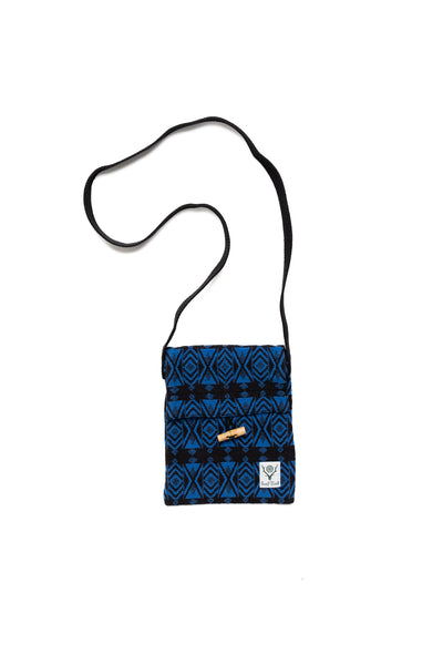 String Bag Cotton Dobby / Native Pattern - Blue x Black
