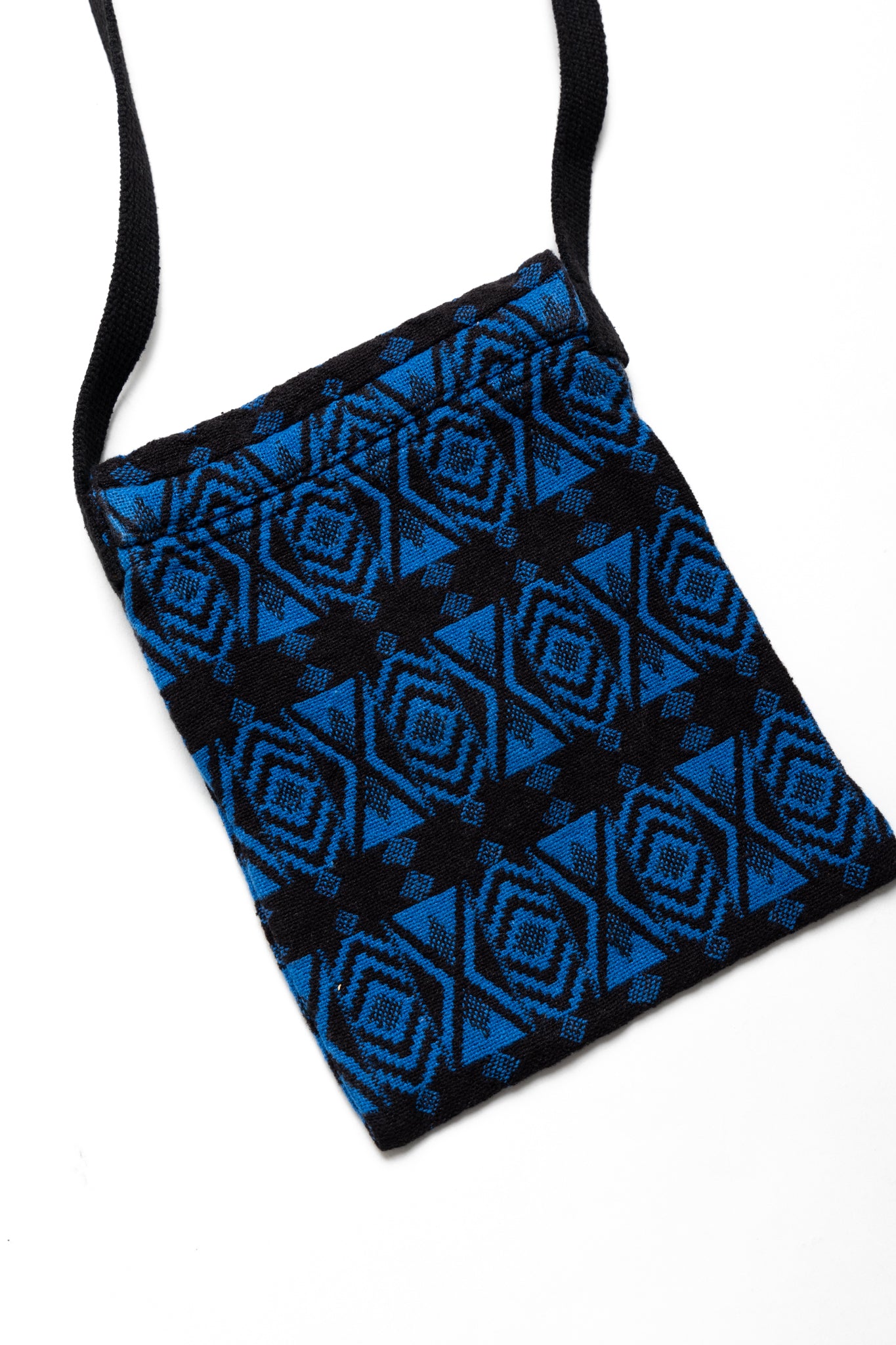 String Bag Cotton Dobby / Native Pattern - Blue x Black
