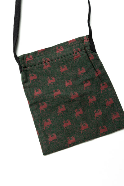 String Bag Cotton Cloth / Deer Printed - Green