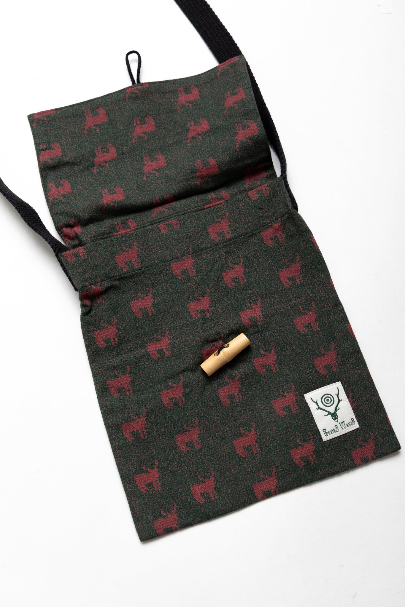 String Bag Cotton Cloth / Deer Printed - Green