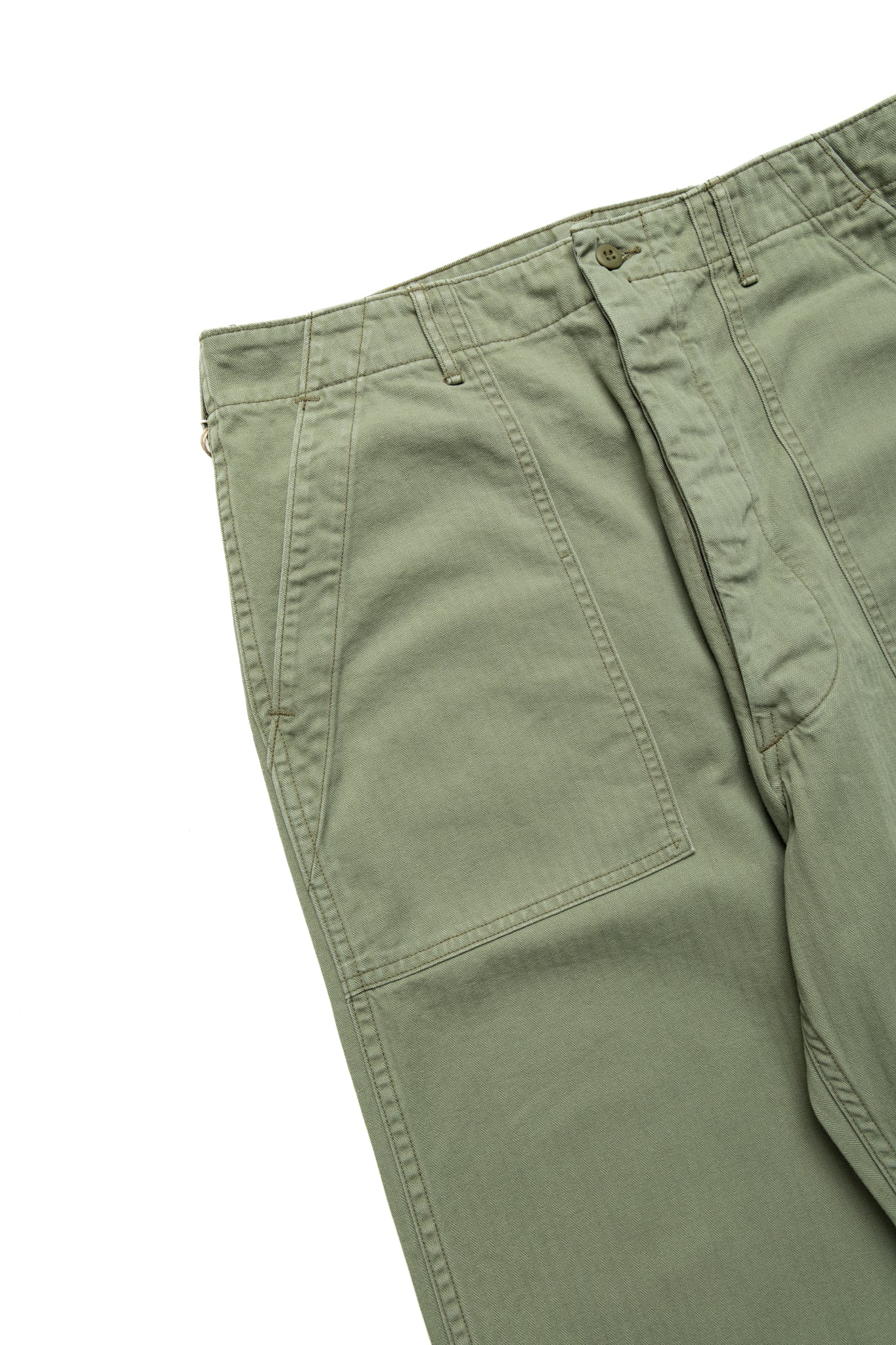 Herringbone Twill Summer Fatigue Pants - Green