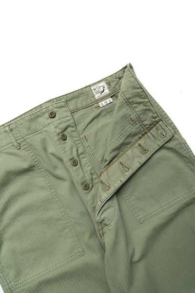 Herringbone Twill Summer Fatigue Pants - Green