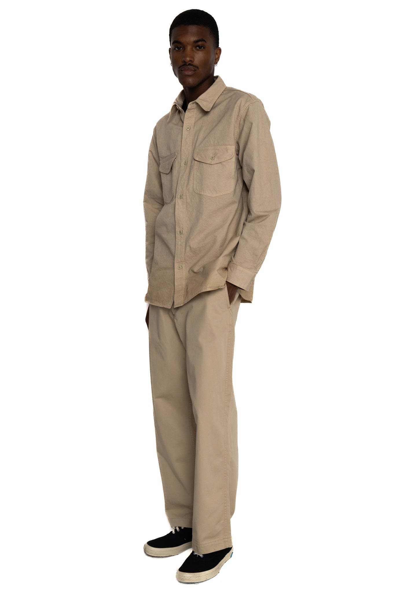 Old Japanese Twill Work Shirt Uneven Dye - Blue in Green Exclusive
