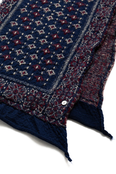 Fulling Wool HAPPY Scarf Colorful BIG MAMA Bandana - Navy