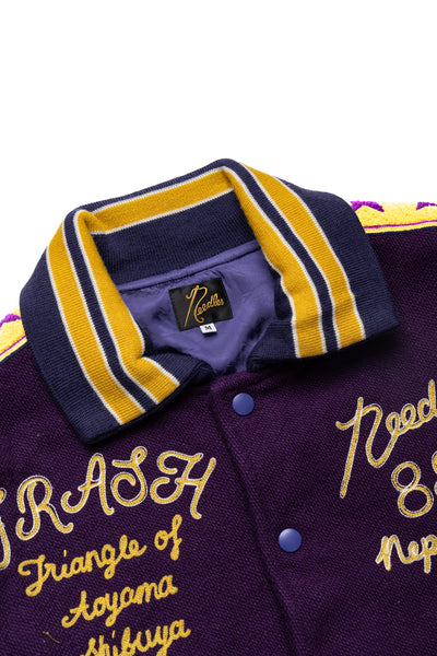 Lettered Jacket Wool Melton - Purple
