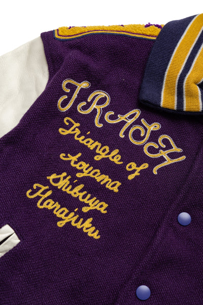 Lettered Jacket Wool Melton - Purple