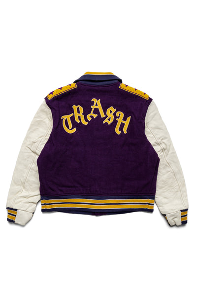 Lettered Jacket Wool Melton - Purple