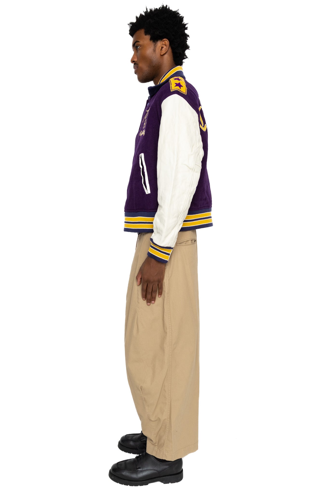 Lettered Jacket Wool Melton - Purple